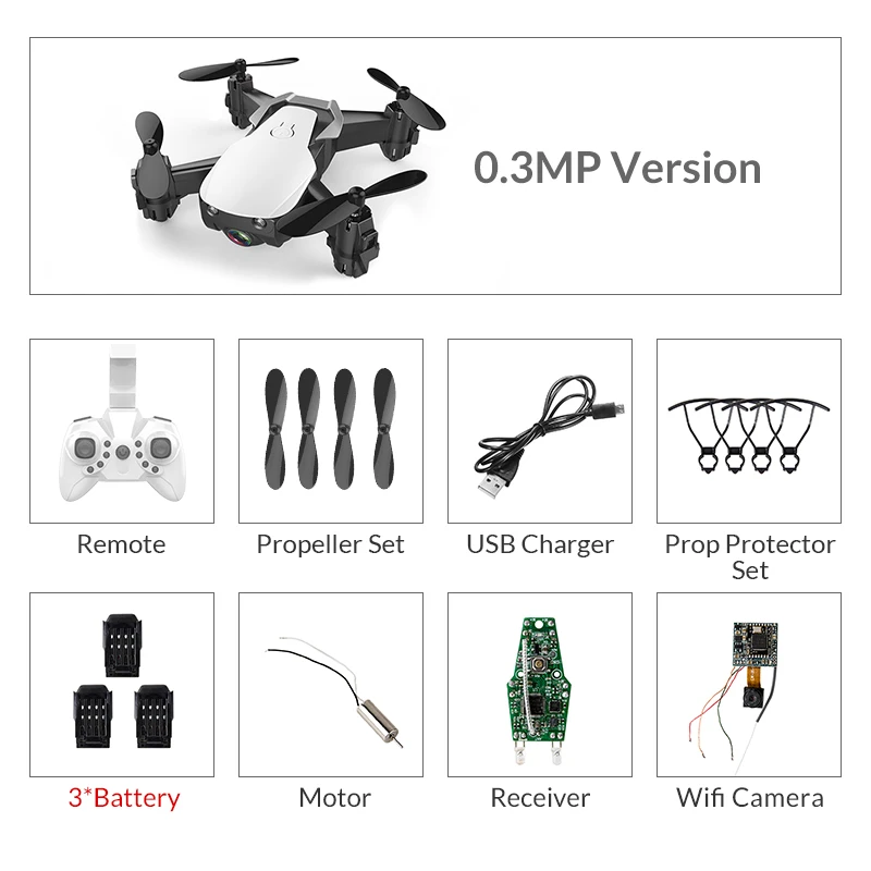 Eachine E61/E61HW Мини WiFi FPV с HD камерой режим удержания высоты складной Радиоуправляемый Дрон Квадрокоптер RTF - Цвет: white 0.3mp 3battery