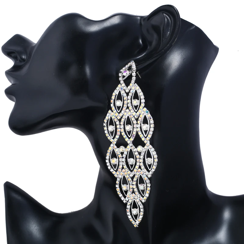 Женские блестящие серьги YIZILI многослойные со стразами бижутерия E040|bridal rhinestone