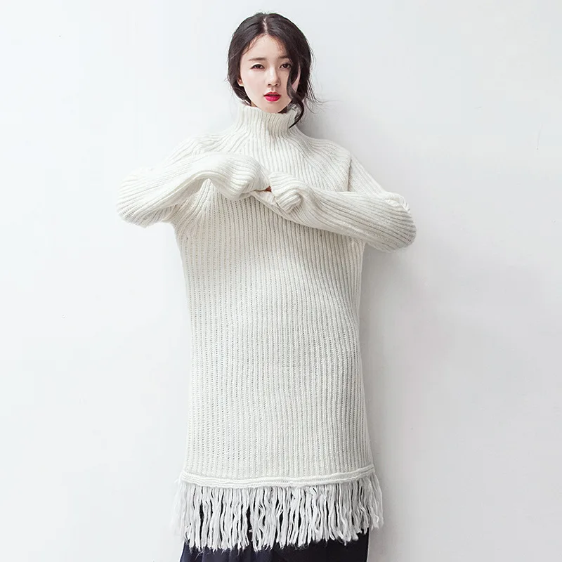 Women Casual Turtleneck Long Knitted Sweater Dress Winter Female Fashion Clothing L4 | Женская одежда