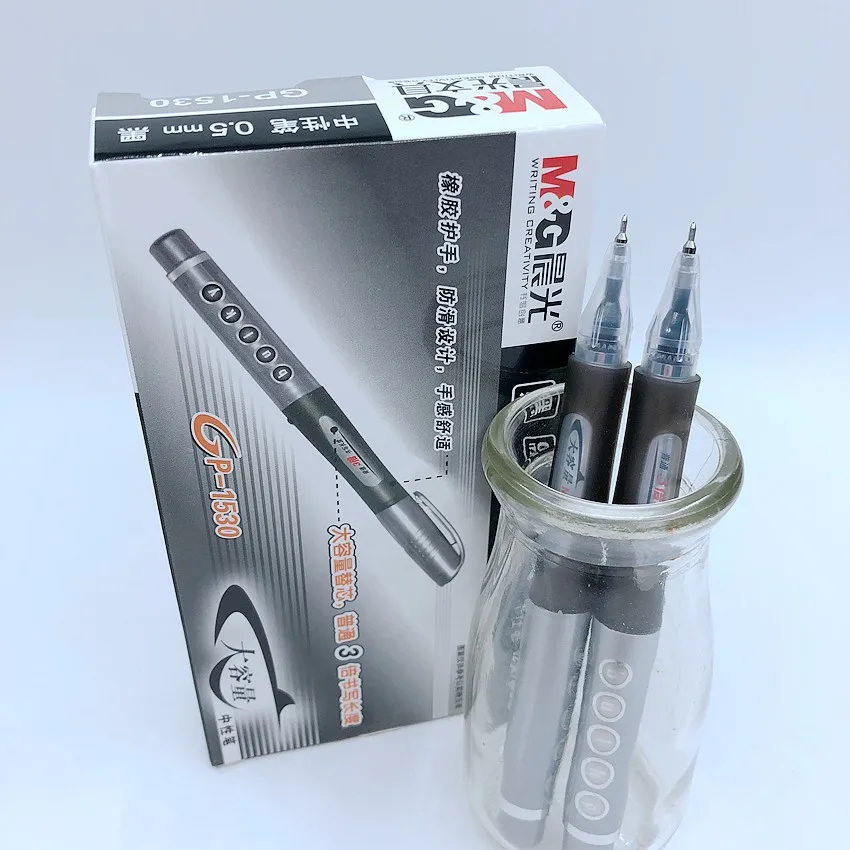 

[M&G] (12 Pieces/Lot) Super Large Capacity 0.5mm Gel Pen Black Ink School Students Office Writing Tools High Quality GP1530