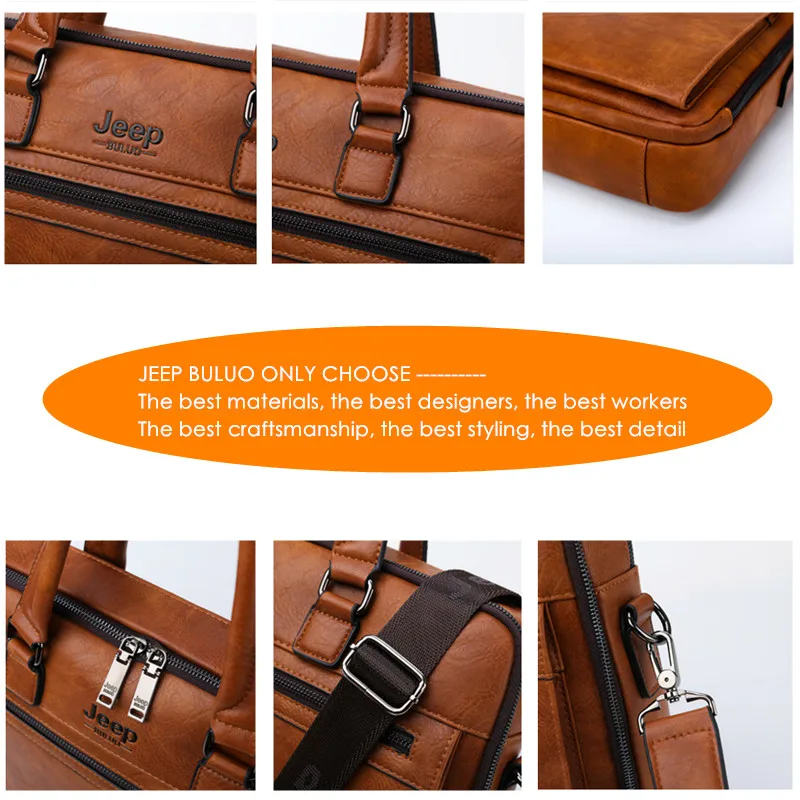 jeep buluo brand high quality men business briefcase bags for 14 inch laptop a4 file 2019 new style shoulder travel bag for man free global shipping