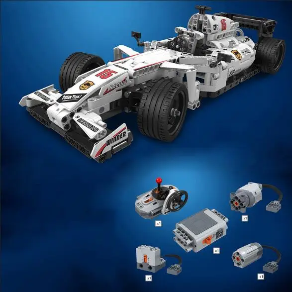 1 Set F1 with Motor Новинка 729 шт. Technic MOC F1 Supercars пульт дистанционного управления RC гоночный автомобиль электрический Technic городской строительный блок кирпичи детская модель - Цвет: 1 Set F1 with Motor