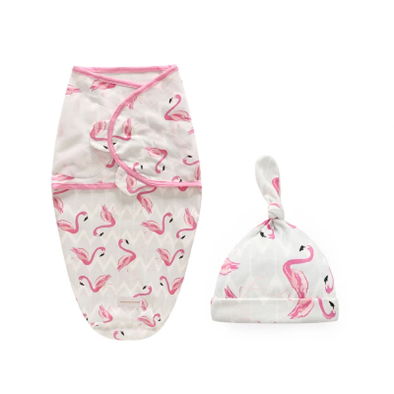 pink flamingo L Пеленки для новорожденного+ шляпа наборы хлопок детское одеяло для новорожденных Фотография реквизит постельные принадлежности мультфильм спальный комплект для младенца 0-6 месяцев - Цвет: pink flamingo L