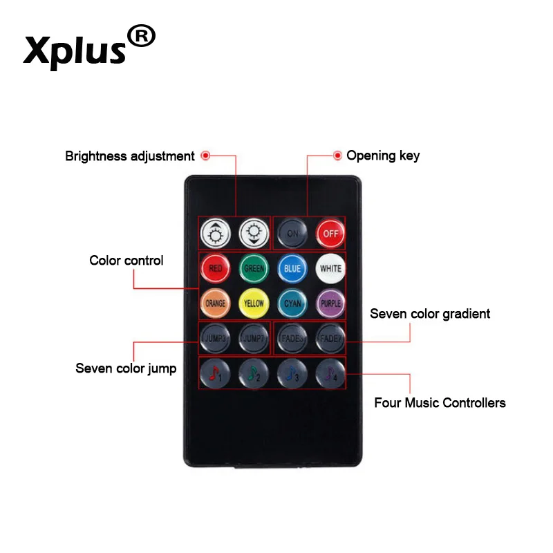 Xplus голосового управления 4X светодиодный Красочные авто зарядки внутренний свет 4in1 12 V Glow атмосферные декоративные огни лампа