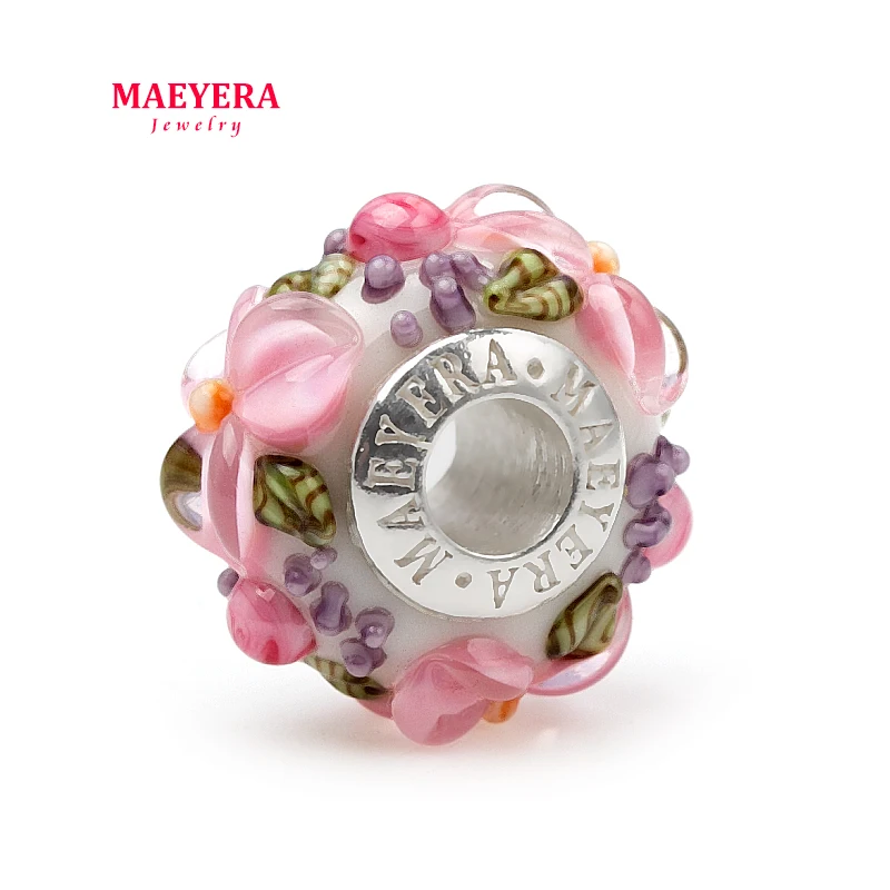 MAEYERA ювелирные изделия настоящие S925 сердечник розовый цветок стерео лепестки