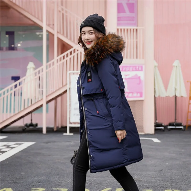 Зимняя куртка для женщин Длинная Верхняя одежда с хлопковой подкладкой Женское