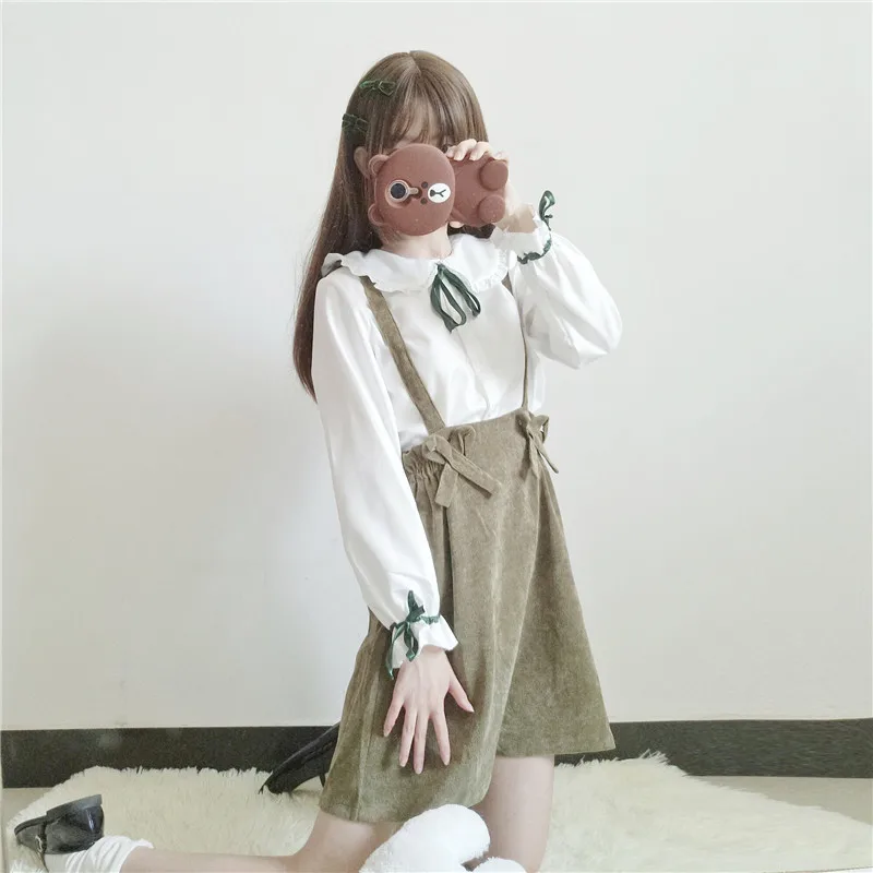 Adomoe японская женская винтажная юбка на подтяжках Amy Green Kawaii плиссированная мини с