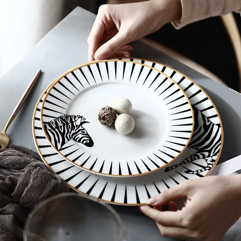 2 шт. набор 8 и 10 дюймов круглая керамическая тарелка с животными посуда десертная