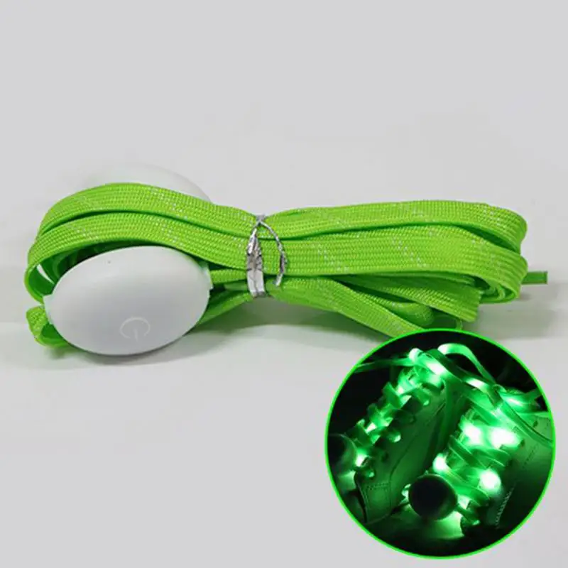 green Fashion Sport Led Shoe Laces Glow Shoe Strings Round Flash Light Shoelaces Luminous No Tie Lazy Shoe Laces Hot New - Цвет: green
