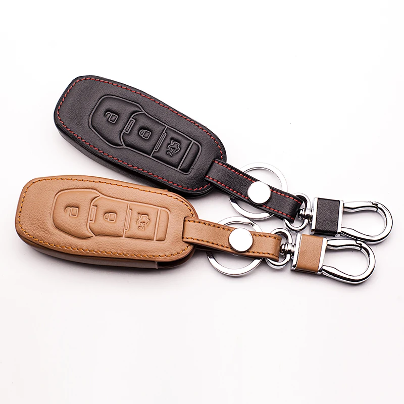 Genuine Leather Key Chain Case Cover For Ford Focus 2 3 4 MK2 MK3 MK4 Fiesta Fusion Mondeo Ecosport Kuga Edge car key cover | Автомобили и