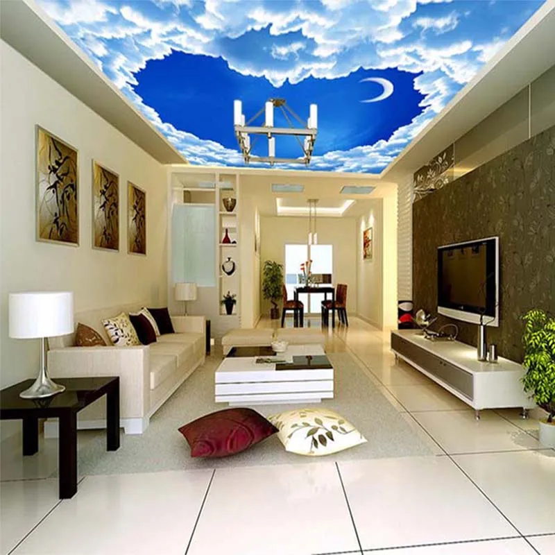 Романтические фотообои в форме сердца с голубым небом и белыми облаками Зенит