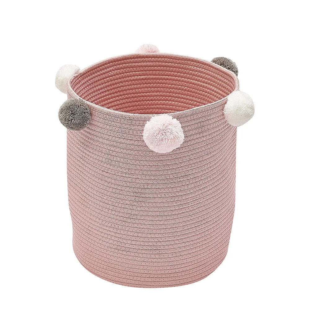 Pink Хлопковая тканая корзина для хранения одежды, детские игрушки, корзина для хранения, Большая складная грязная одежда, игрушки и художественный органайзер, держатель - Цвет: Pink