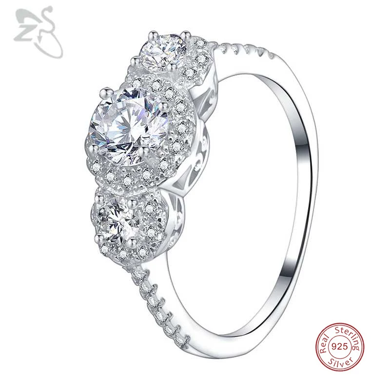 

ZS cz Engagement Rings for Women Real 925 Sterling Silver Rings for Women Wedding Rings AAA Cubic Zirconia Anillos Bague Femme