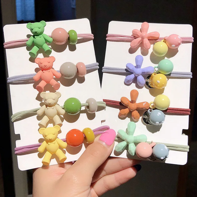 Милая девочка! Текстурное цветное кольцо для волос в форме цветка медведя