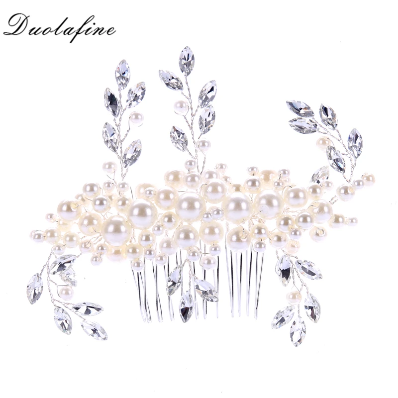 Fashion Handmade Simulated Pearl Women's Hair Combs For Wedding Accessories Bride Comb tiara Headpiece Jewelry FS075 | Украшения и