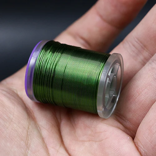 army green 0.3mm Королевская Сисси 0,2 мм 0,3 мм мухоловка Ремесленная проволока ультра проволочная Мидж личинки Сегментированный корпус ребристая медная проволока мухоловка металлическая нить - Цвет: army green 0.3mm