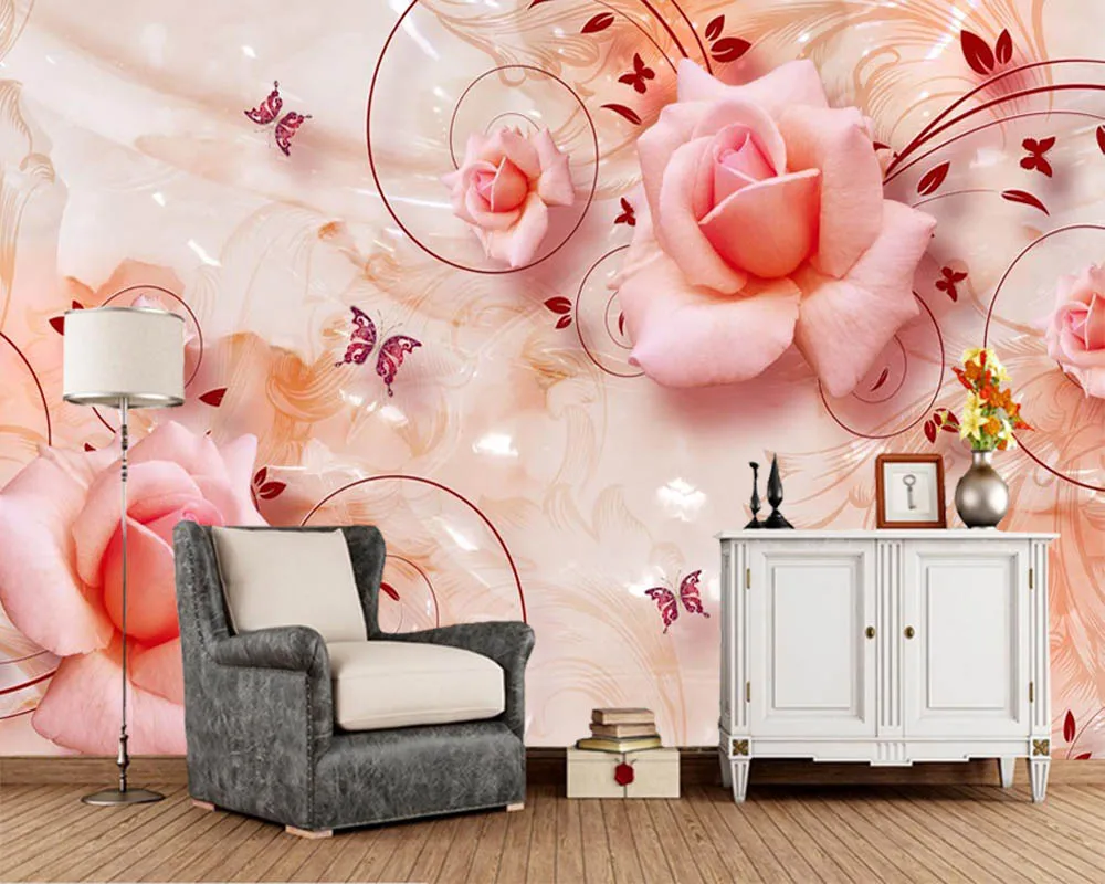 

Papel de pared rose butterfly flower 3d wallpaper,living room sofa TV wall bedroom kitchen wall papers home decor cafe murals
