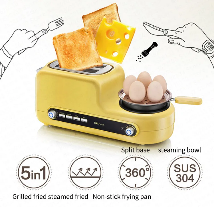 D, автоматическая, 3 в 1, для приготовления завтрака, тостеры, FryingPan, каша, Варка, яичный котел, 6 передач, регулировка с чашей из нержавеющей стали D05Z2