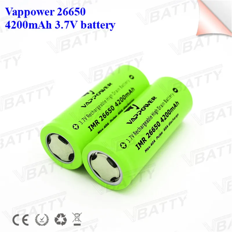 Литий ионный аккумулятор 26650 с высоким током разряда 3 7 В оригинальная Vappower 4200 мАч