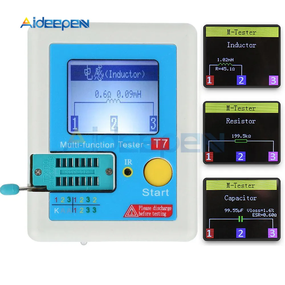 LCR-T7 тестер транзисторов TFT диодный Триод измеритель емкости LCR ESR NPN PNP MOSFET IR