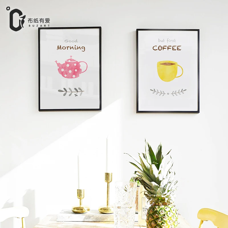 Настенные картины с рисунком утреннего чая 2 шт. холст для домашнего декора