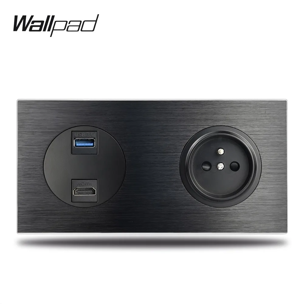 Wallpad L6 черная алюминиевая розетка HDMI USB 3 0 с французской настенной электрической