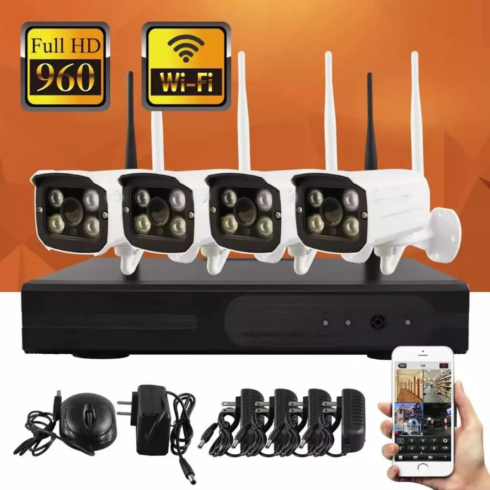 Yobang безопасности wifi 4CH NVR комплект беспроводной CCTV камеры системы 1.3MP 960P наружная