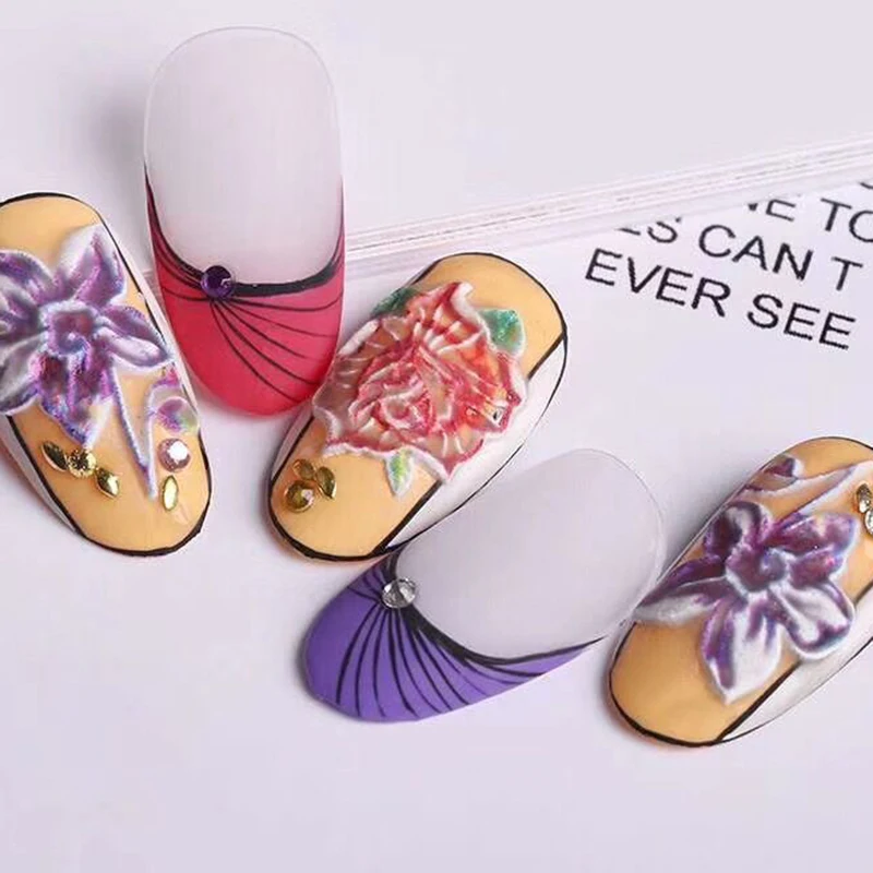 3D Новое поступление акриловая гравировка наклейка для ногтей красный цветок