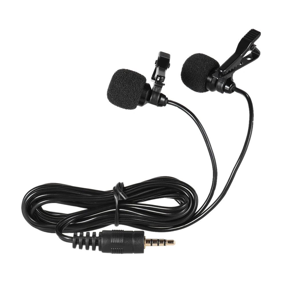 Andoer 150 см смартфон мини двухголовый всенаправленный клип петличный микрофон для