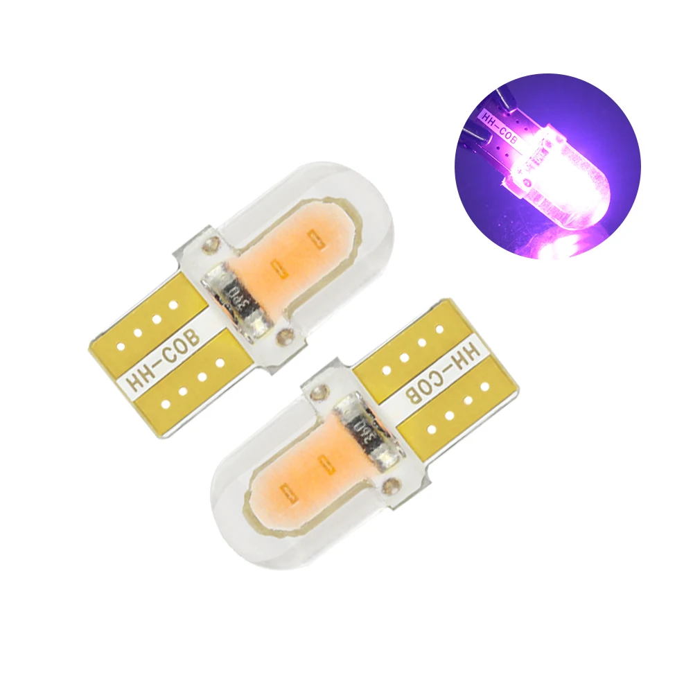 Фиолетовый DXZ 1X T10 led canbus w5w 12 в салон автомобиля Светлый 194 168 COB кремнезема авто тормоз с клиновым разжимом лампа для чтения с номерным знаком Bump белый - Испускаемый цвет: Фиолетовый