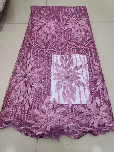 

African Lace Fabric Embroidery 2019 Nigerian Wedding French Guipure Lace Fabric High-quality Stones French Tulle Net Lace Fab H7