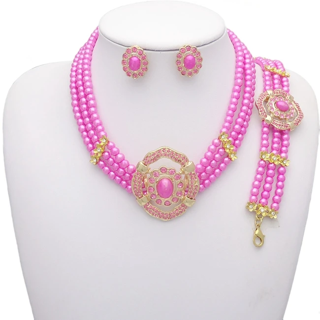 

JewelFactory Yulaili Artificial Precious Stone Factory Novel Design Women Costume Beaded Three Jewelry Set