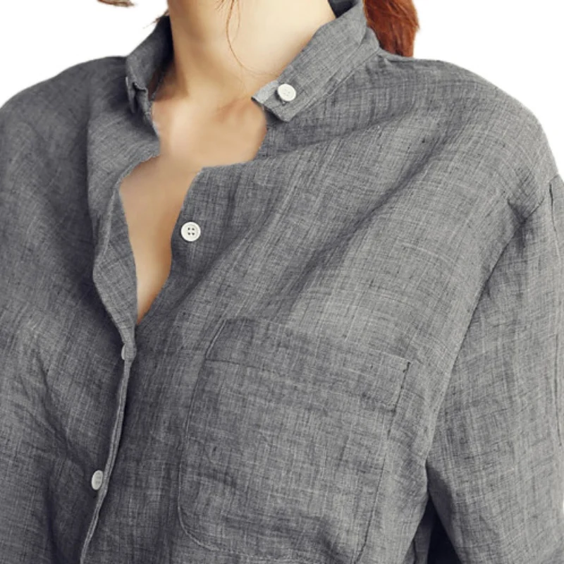 

Women Thin Through Long Sleeve Shirt Women Tops White Blouse Wome's Clothing