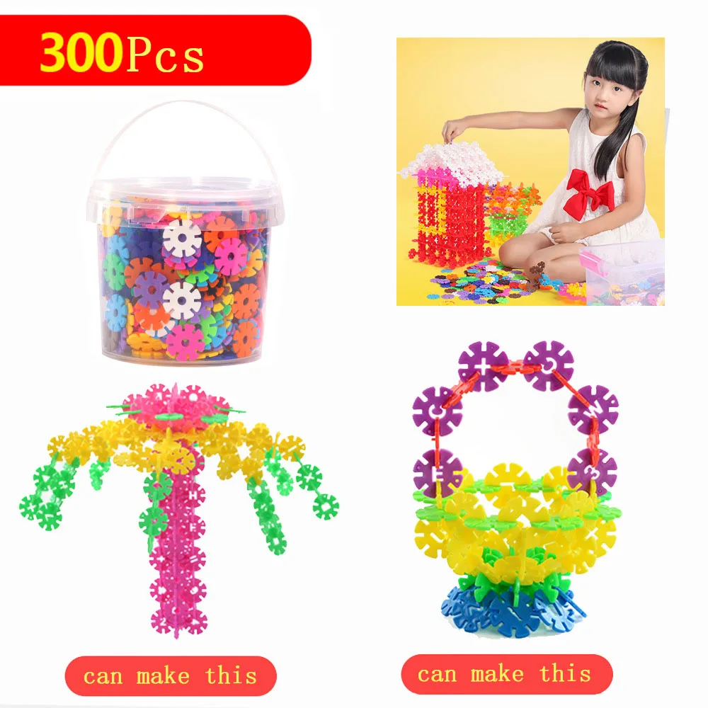 Блок игрушки модель здания Наборы 400 шт. Монтессори Малыш Diy подарок 3D головоломки ребенок снежинка Творческий БРИК - Цвет: 300pcs