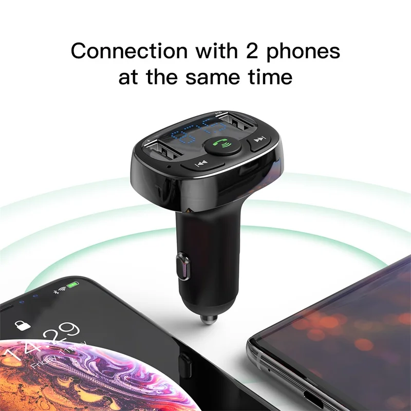 Baseus fm-передатчик Handsfree Bluetooth автомобильный комплект для мобильного телефона lcd MP3-плеер с 3.4A двойное автомобильное usb-устройство для зарядки телефона