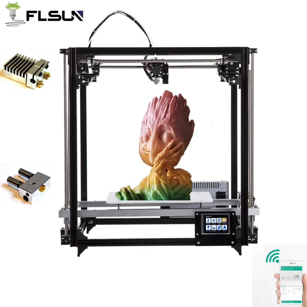 Новейший Flsun 3d принтер двойной экструдер модель сенсорный экран большая площадь печати 260*260*350 мм автоматическое выравнивание Поддержка Wi-Fi