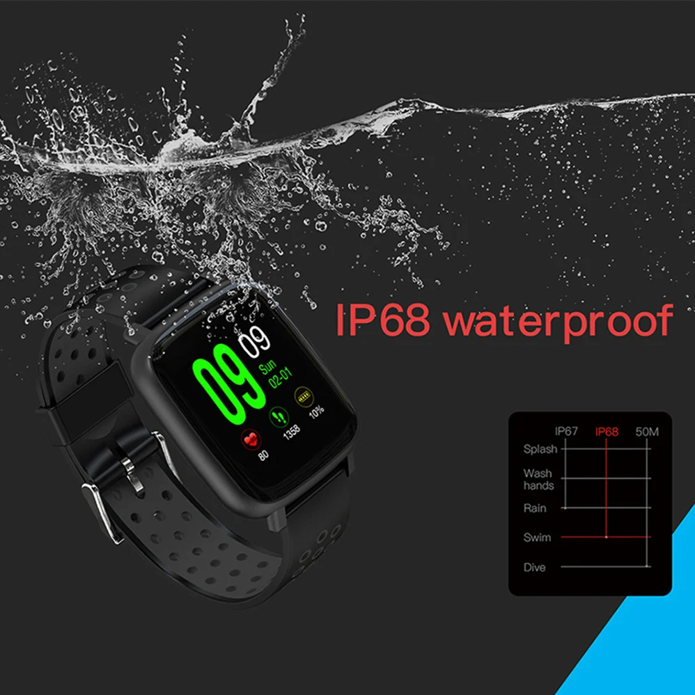 Смарт Часы Heart Rate часы Для мужчин женщин Bluetooth браслет IP68 Водонепроницаемый