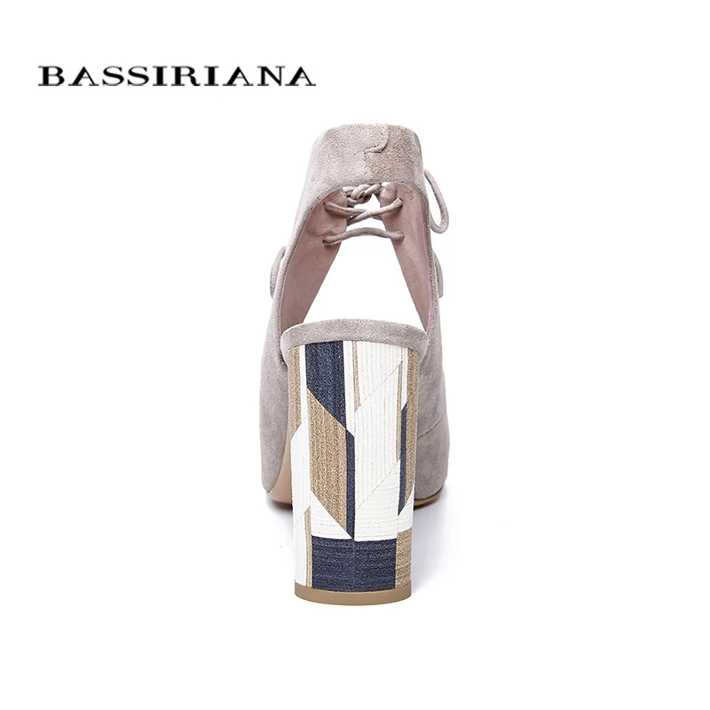 Bassiriana/Новые оригинальные замша супер Обувь на высоком каблуке Сандалии для