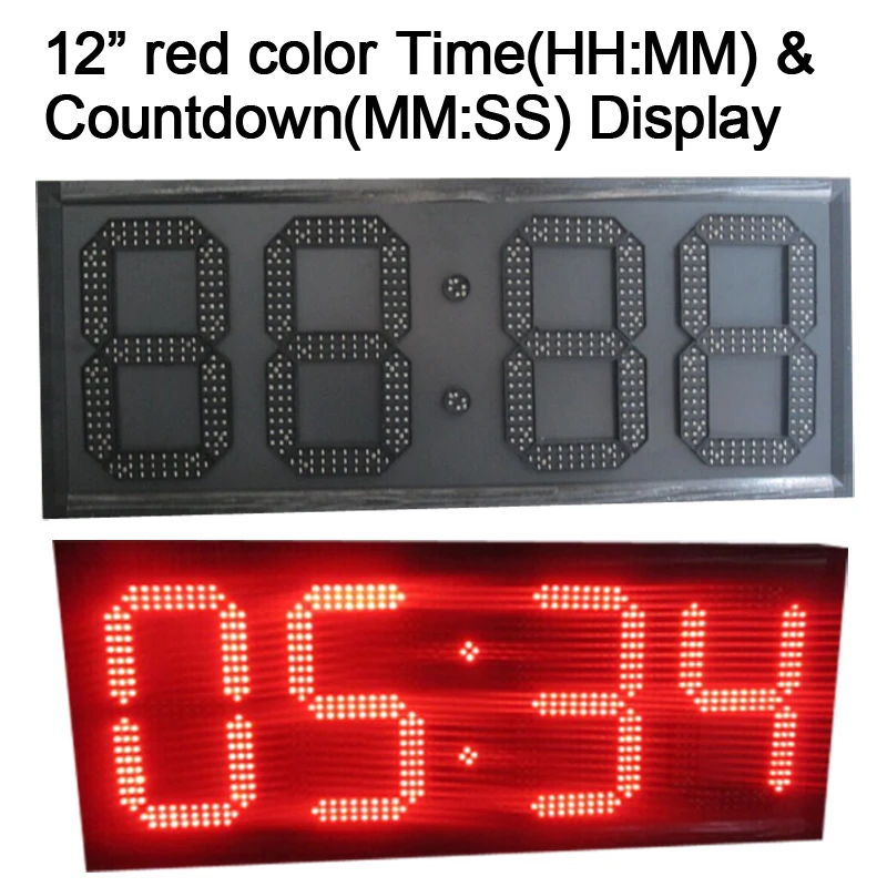 12-дюймовый светодиодный дисплей с функцией времени (HH: мм) Обратный отсчет (мм: SS)