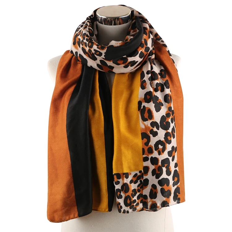 Orange Long Winfox модный пэчворк Animale шарфы платки женские розовый красный Леопардовый шарф Женские палантины - Цвет: Orange Long