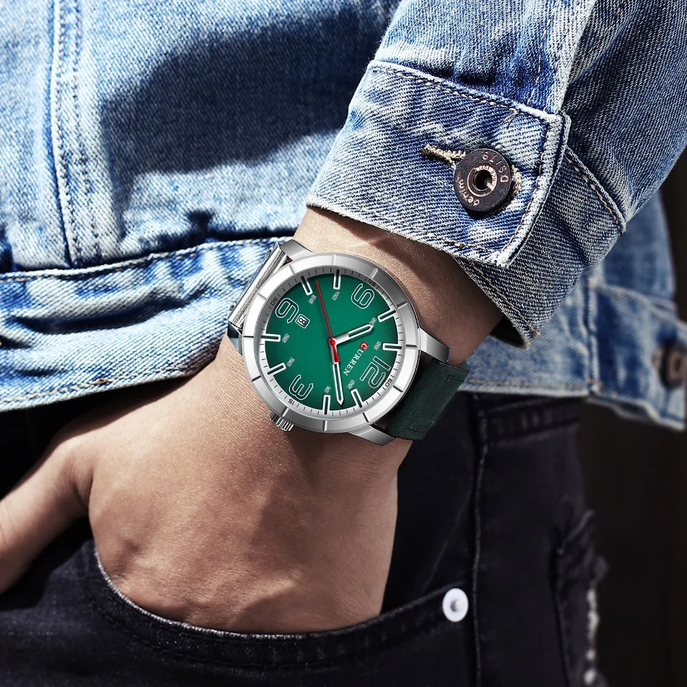 CURREN8324 Leather wrist watch Calendar Waterproof quartz Business men's |