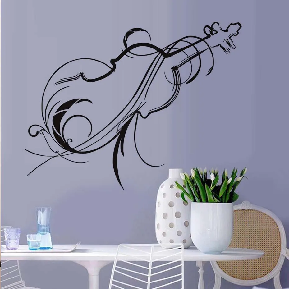 Классический силуэт художественная скрипка наклейка на стену музыкальный