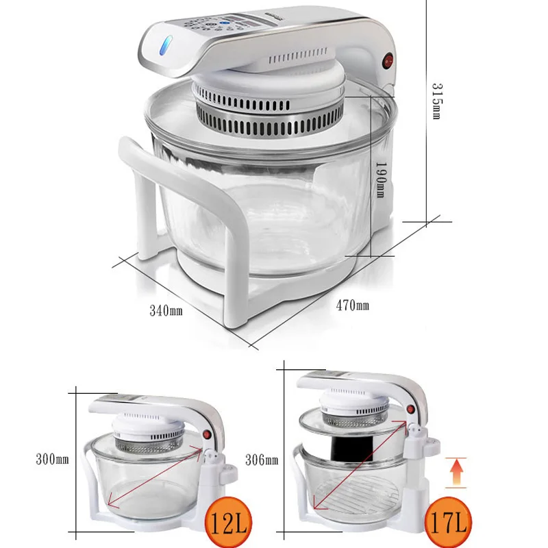Glass Oil-free Air Oven Intelligent Light Wave Microven 1300W Automatic Power Off Protection 220V CKY-888 | Бытовая техника