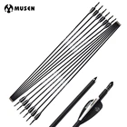 61224 шт. 80 см Spine1000 углерода стрелки с Черный и белый перо для соединенияизогнутый лук Охота стрельба из лука ру