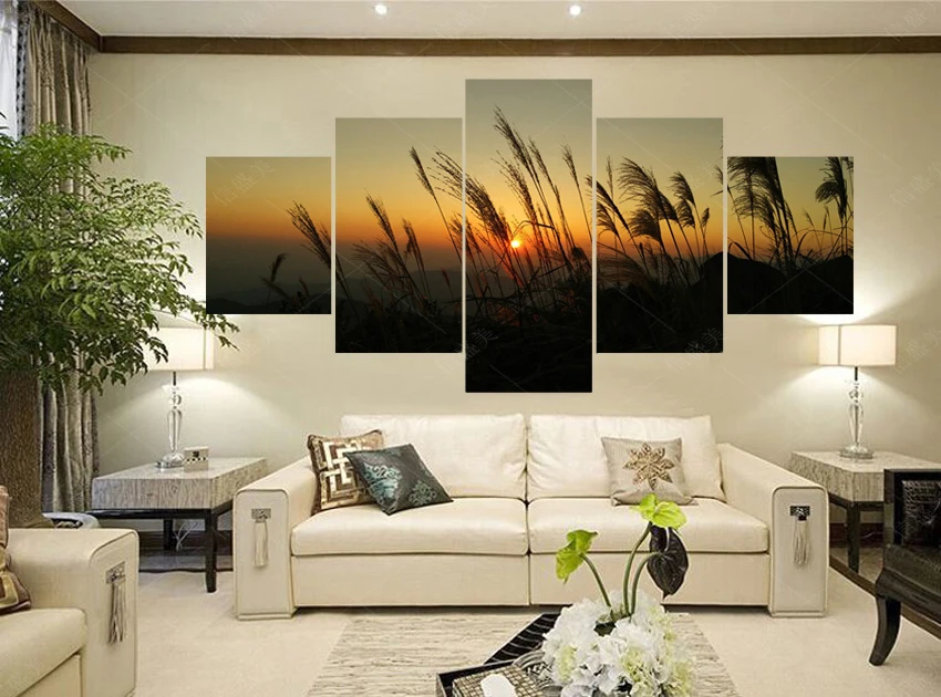 No Frame 5 Panel Modern Canvas Oil Painting Art Reed Cuadros Decoracion Pintura Picture Wall Pictures For Living Room Peinture | Дом и сад