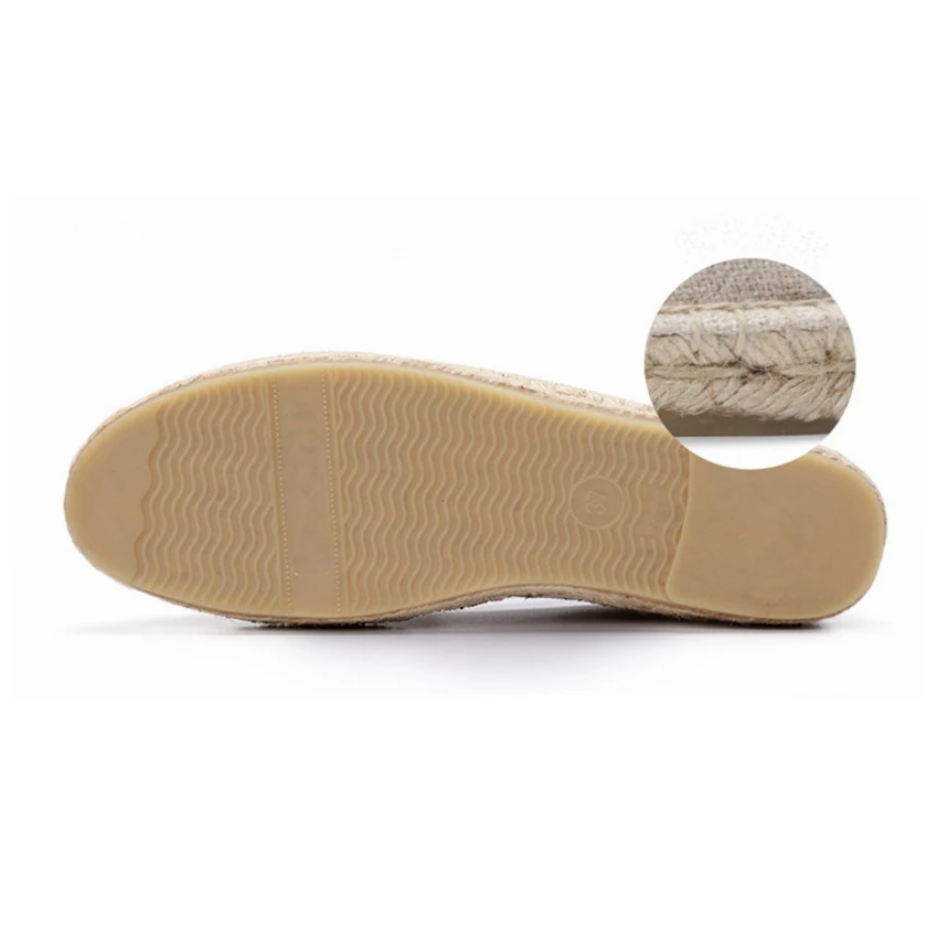 Women Embroidered Maple Leaves Hemp Espadrilles Ladies Female Slip-on Flat Shoes Woman Flats | Обувь