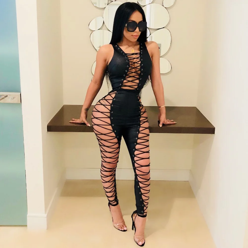 Женский комбинезон со шнуровкой Клубное боди|Женские комбинезоны| |