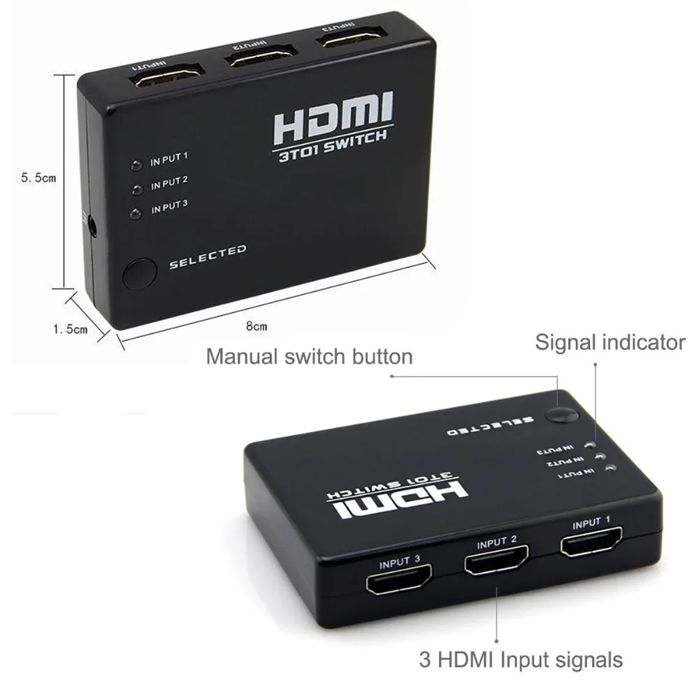SOONHUA 3 Порты и разъёмы Full HD 1080P HDMI переключатель в 1 выход сплиттер видео адаптер с