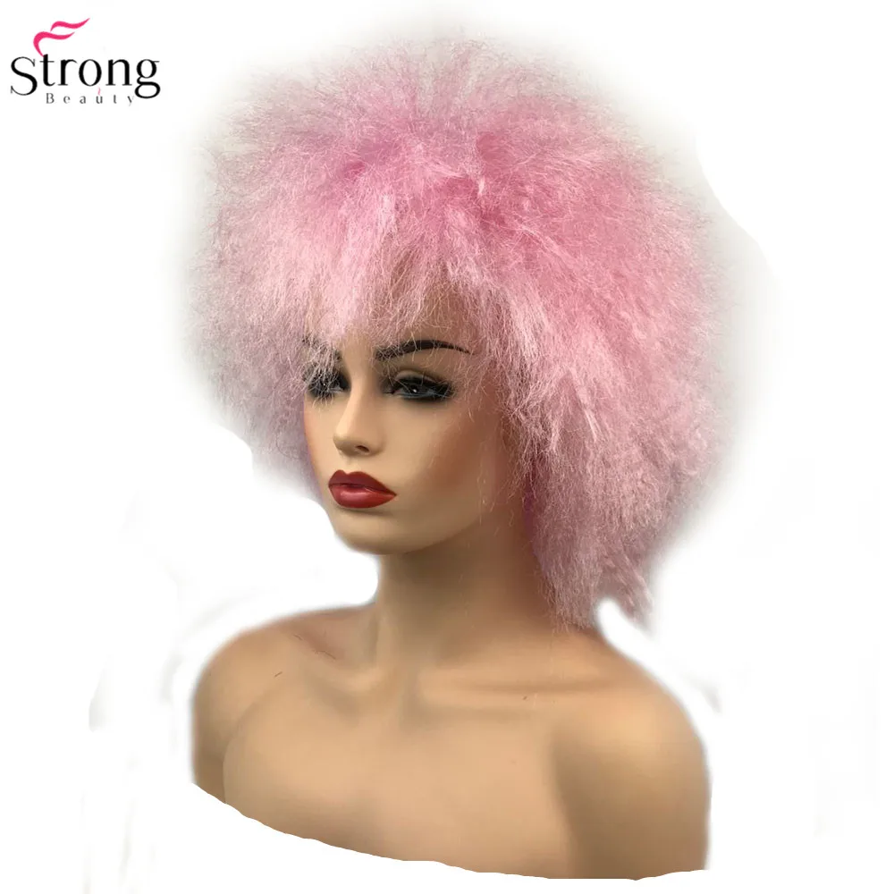 StrongBeauty Jumbo афро парик синтетические волосы розовый/желтый Клоунский парик косплей Хэллоуин - Цвет: Pink
