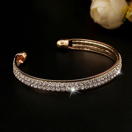 Женский браслет на запястье 2 ряда|rhinestone bangle|crystal rhinestone banglesopen bracelet |